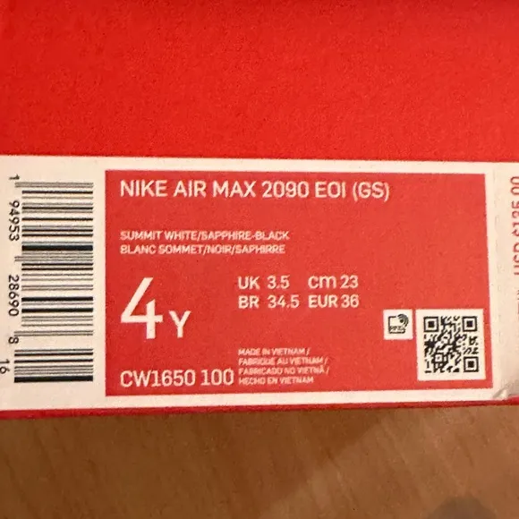 Nike Air Max Boy’s Sneakers in White, Sapphire Blue and Orange| Size: 4