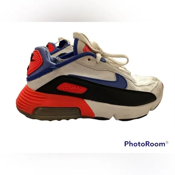 Nike Air Max Boy’s Sneakers in White, Sapphire Blue and Orange| Size: 4