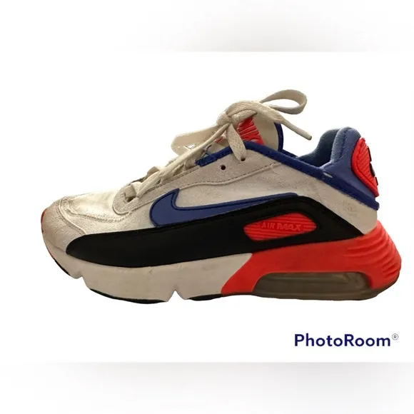 Nike Air Max Boy’s Sneakers in White, Sapphire Blue and Orange| Size: 4