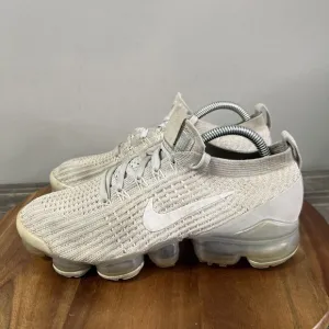 Nike Air VaporMax Women's Size 6.5 Flyknit 3 Platinum Running Shoes AJ6910-100