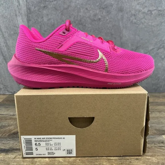 Nike Air Zoom Pegasus 40 Size 6.5 Womens Fierce Pink Metallic Red Bronze Shoes