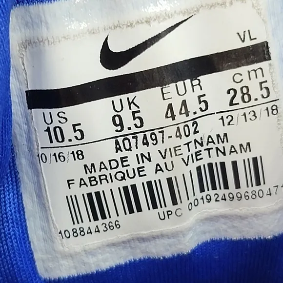 Nike Air Zoom Winflo 6 Game Royal Men's Running Shoes Size 10.5