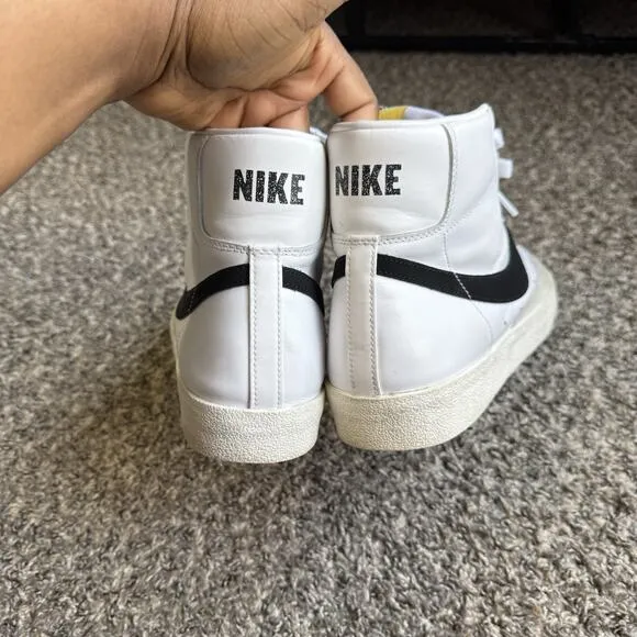 Nike Blazer Mid 77 Mens US 13 Leather Shoes Sneakers White Black Basketball
