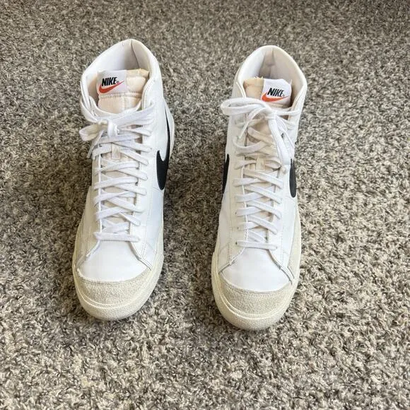 Nike Blazer Mid 77 Mens US 13 Leather Shoes Sneakers White Black Basketball