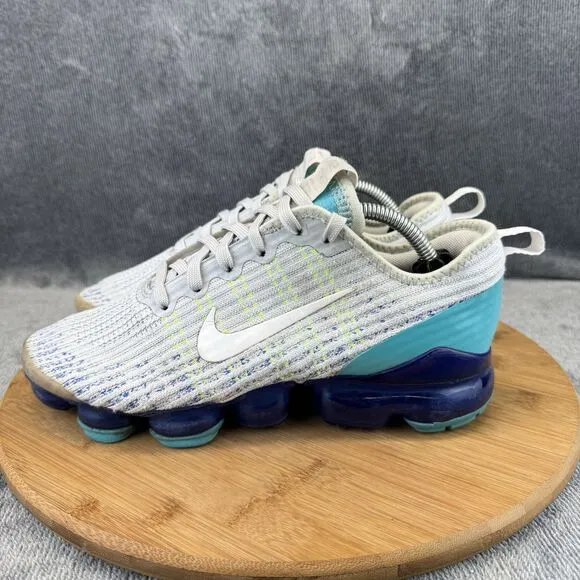 Nike Boys Air Vapormax Flyknit 3 Size 6Y Shoes Gray Blue Running Sneakers