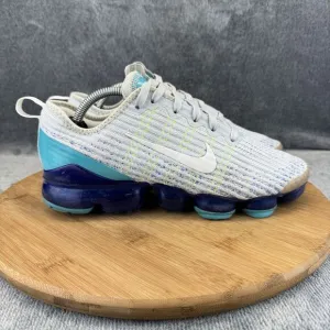 Nike Boys Air Vapormax Flyknit 3 Size 6Y Shoes Gray Blue Running Sneakers