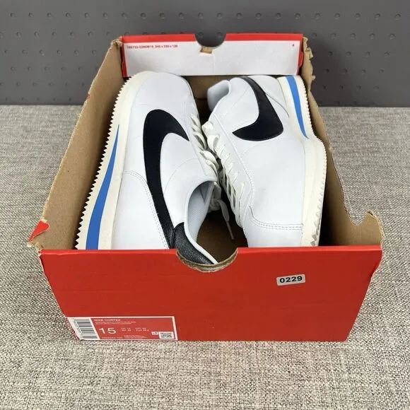 Nike Cortez '23 Shoes White Black Photo Blue New  DM4044-100 Men's Size 15