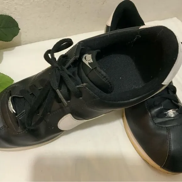 Nike Cortez '72 Basic Leather Black White Lace Up Sneakers Running Shoes 13