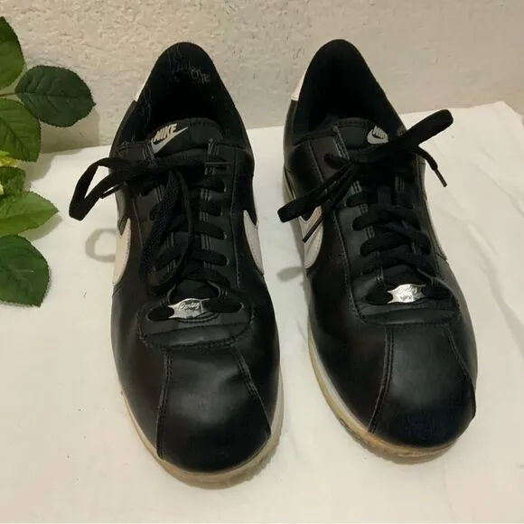 Nike Cortez '72 Basic Leather Black White Lace Up Sneakers Running Shoes 13