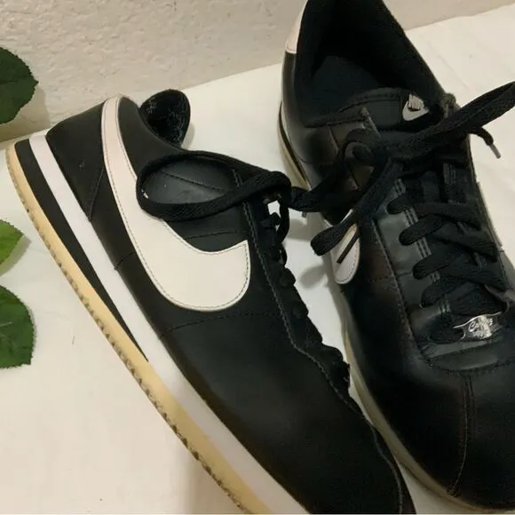 Nike Cortez '72 Basic Leather Black White Lace Up Sneakers Running Shoes 13
