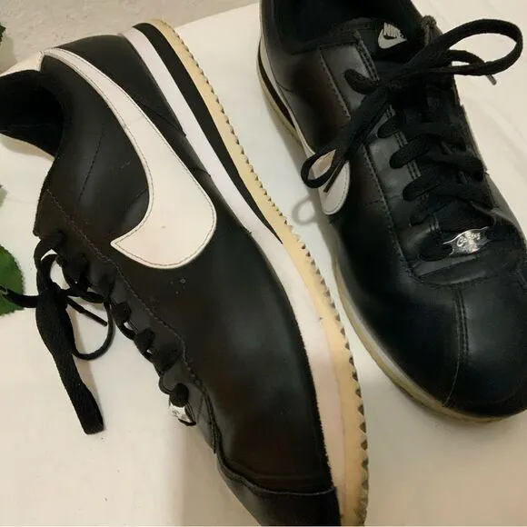 Nike Cortez '72 Basic Leather Black White Lace Up Sneakers Running Shoes 13