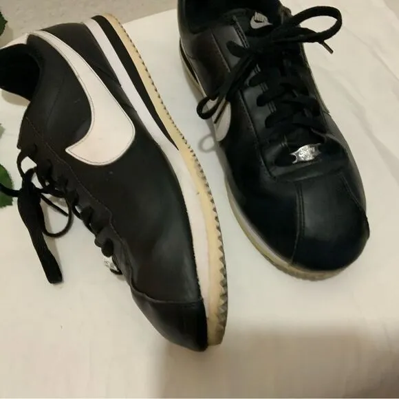 Nike Cortez '72 Basic Leather Black White Lace Up Sneakers Running Shoes 13