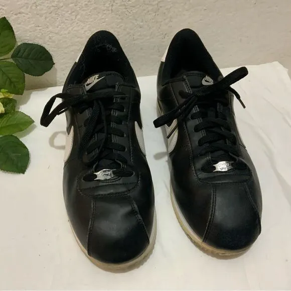 Nike Cortez '72 Basic Leather Black White Lace Up Sneakers Running Shoes 13