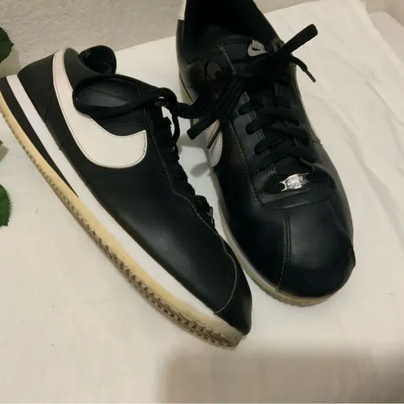 Nike Cortez '72 Basic Leather Black White Lace Up Sneakers Running Shoes 13