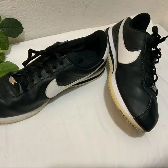 Nike Cortez '72 Basic Leather Black White Lace Up Sneakers Running Shoes 13