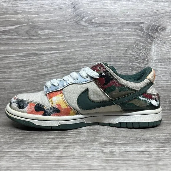 Nike Dunk Low GS SE Sail Kids Sneakers Camo Youth Size 3.5 Shoes DB1909-100
