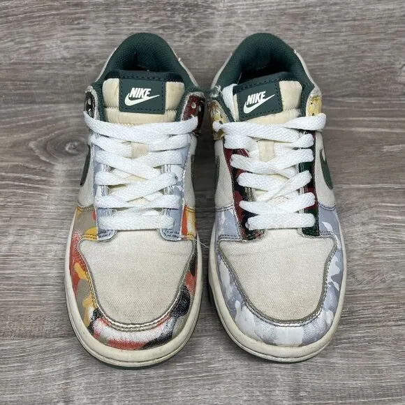 Nike Dunk Low GS SE Sail Kids Sneakers Camo Youth Size 3.5 Shoes DB1909-100