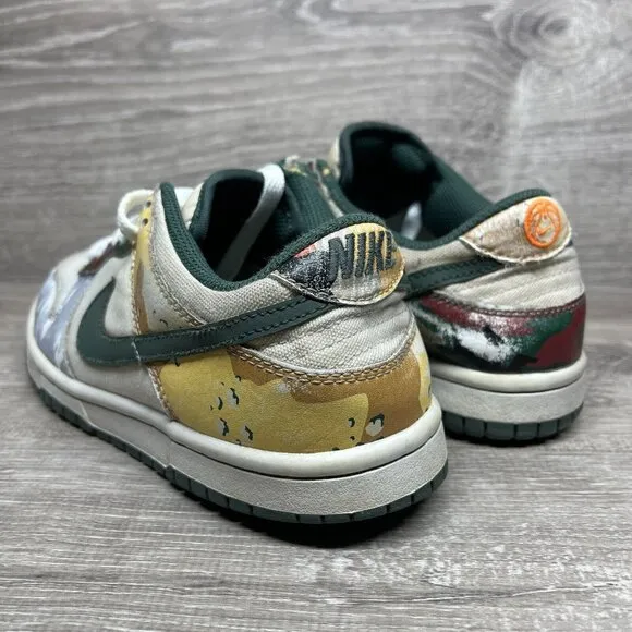 Nike Dunk Low GS SE Sail Kids Sneakers Camo Youth Size 3.5 Shoes DB1909-100