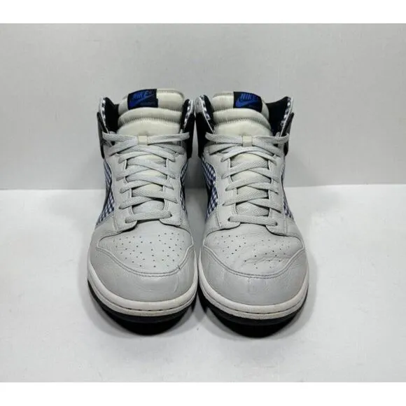 Nike Dunk High Premium Mens Size 11 Gray Blue Plaid Sneakers Shoes 317891-006