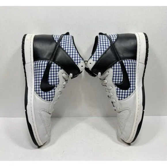 Nike Dunk High Premium Mens Size 11 Gray Blue Plaid Sneakers Shoes 317891-006