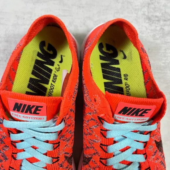 Nike Free 4.0 Flyknit Running Shoes - Women's Size 8 - Orange