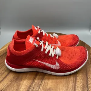Nike Free Flyknit 4.0 Shoes Mens Size 12 Orange Running Comfort Trainer Sneaker