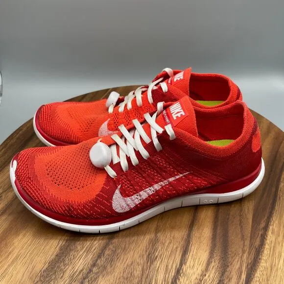 Nike Free Flyknit 4.0 Shoes Mens Size 12 Orange Running Comfort Trainer Sneaker