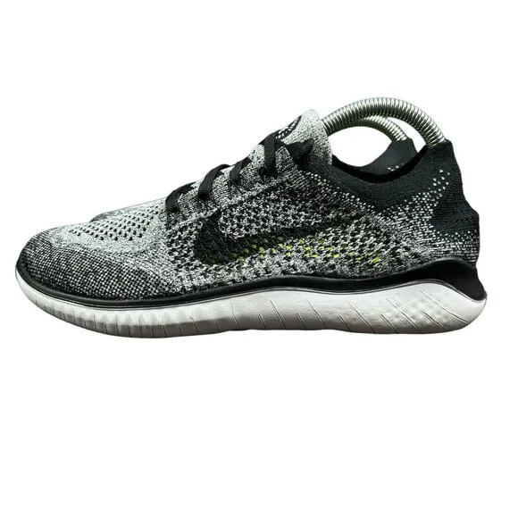 Nike Free RN Flyknit 2018 White Black Running Shoes 942839-101 Women's Size 9.5