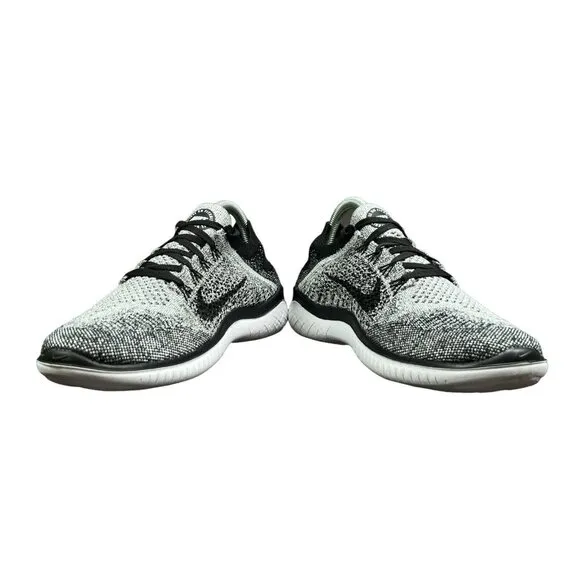 Nike Free RN Flyknit 2018 White Black Running Shoes 942839-101 Women's Size 9.5