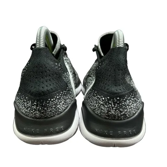 Nike Free RN Flyknit 2018 White Black Running Shoes 942839-101 Women's Size 9.5