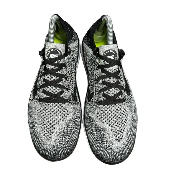 Nike Free RN Flyknit 2018 White Black Running Shoes 942839-101 Women's Size 9.5
