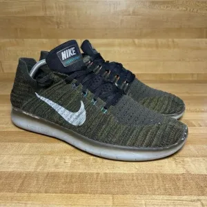 Nike Free RN Flyknit Mens Size 11 US Olive Green Running Shoes Athletic Sneakers