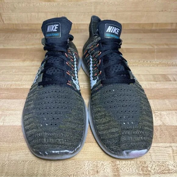Nike Free RN Flyknit Mens Size 11 US Olive Green Running Shoes Athletic Sneakers