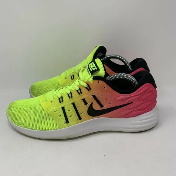 Nike Lunarstelos Running Shoes Mens Size 8 Pink/Neon Yellow 844738-999 Running