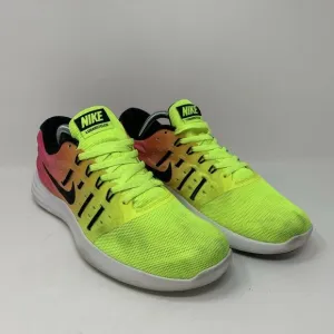 Nike Lunarstelos Running Shoes Mens Size 8 Pink/Neon Yellow 844738-999 Running