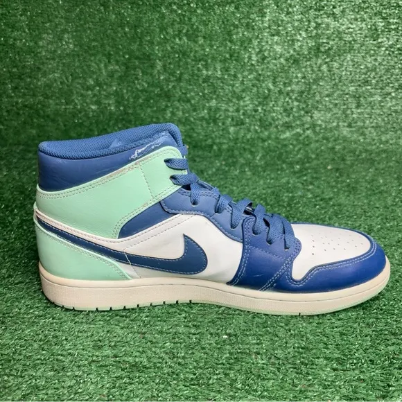 Nike Mens Air Jordan 1 Mid 554724-413 Blue Basketball Shoes Sneakers Men Size 11