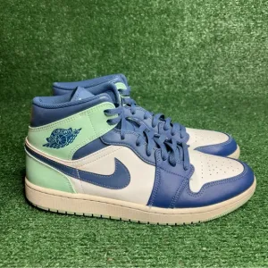 Nike Mens Air Jordan 1 Mid 554724-413 Blue Basketball Shoes Sneakers Men Size 11