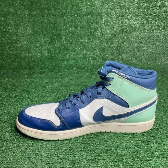 Nike Mens Air Jordan 1 Mid 554724-413 Blue Basketball Shoes Sneakers Men Size 11