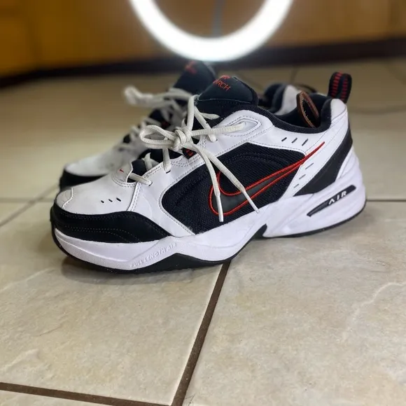 Nike Mens Air Monarch IV 415445-101 White Black Running Shoes Sneakers Size 12