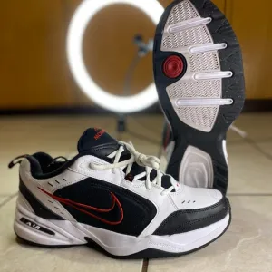 Nike Mens Air Monarch IV 415445-101 White Black Running Shoes Sneakers Size 12