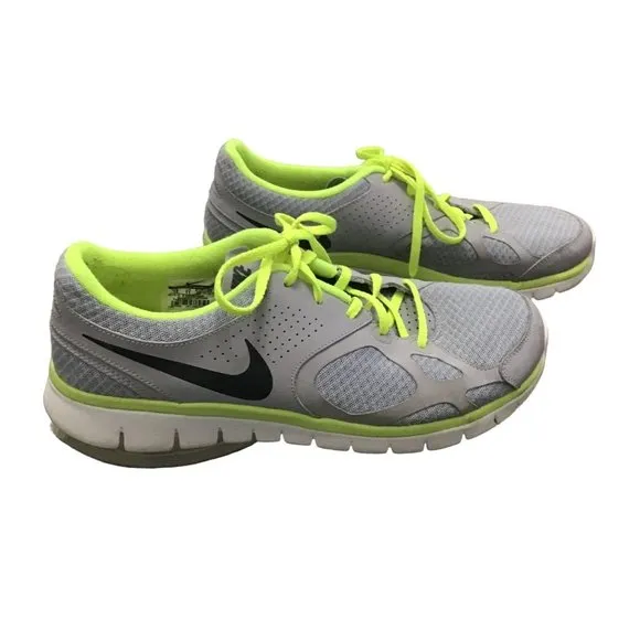 NIKE- MENS FLEX RUNNING ATHLETIC GRAY/YELLOW SNEAKER SHOES SIZE 12