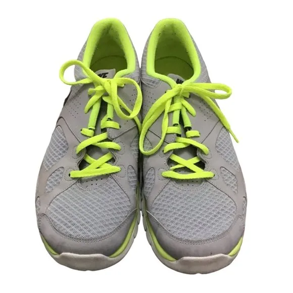 NIKE- MENS FLEX RUNNING ATHLETIC GRAY/YELLOW SNEAKER SHOES SIZE 12