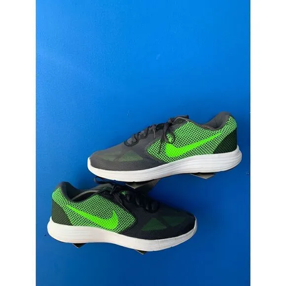 Nike Mens Revolution 3 819300-005 Gray Green Running Shoes Sneakers Size 11.5
