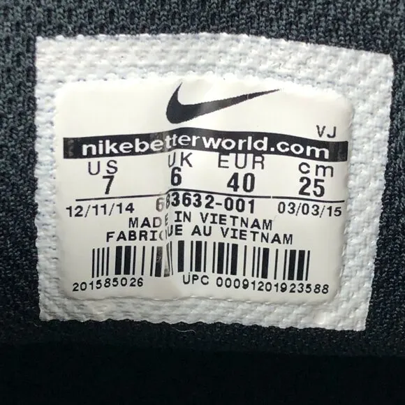 Nike Men's Size 7 Air Max Tailwind 7 Black Lace-Up Running Sneakers 683632-001