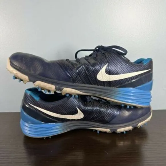 Nike Mens Lunar Control 4 819037-400 Blue Golf Cleats Shoes Sneakers Size 13