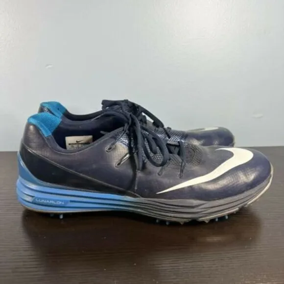 Nike Mens Lunar Control 4 819037-400 Blue Golf Cleats Shoes Sneakers Size 13