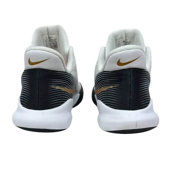 Nike Precision 4 #CZ8780-100 White Black Gold Basketball Shoes Sneakers Size 9