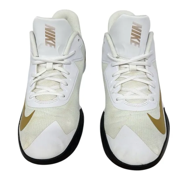 Nike Precision 4 #CZ8780-100 White Black Gold Basketball Shoes Sneakers Size 9