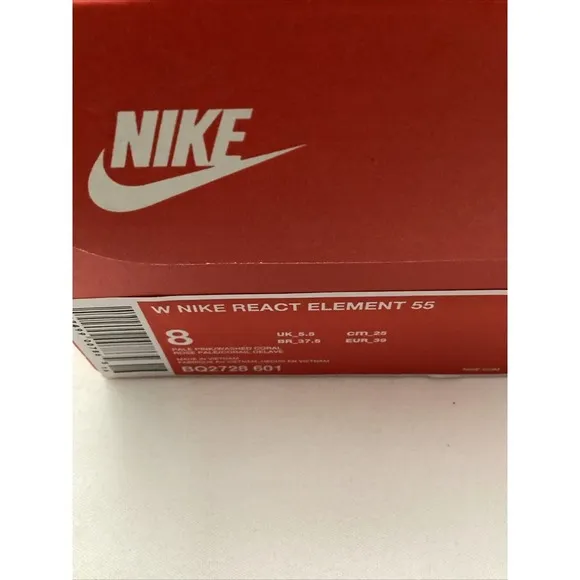 Nike‎ React Element 55 Pale Pink/Washed Coral Sneakers Women's Size8/ SKU # 3001