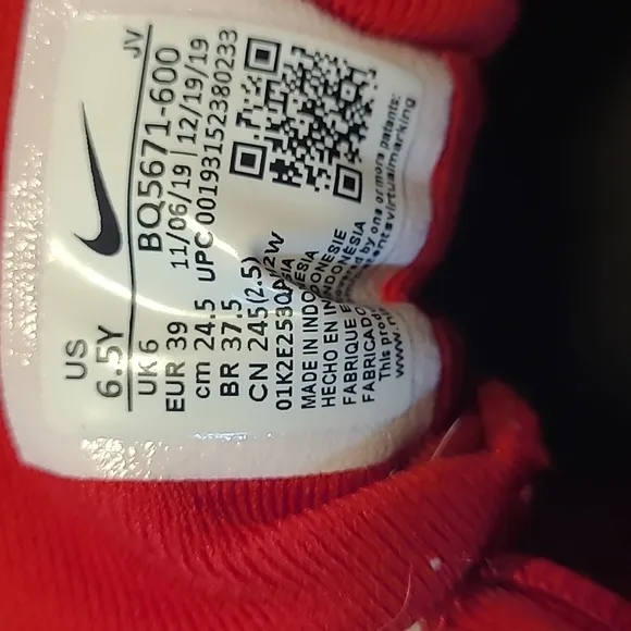 Nike Revolution 5 Running Red White 6.5Y/8 Womens Running Shoes BQ5671-600